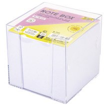 Bloc cube avec boîtier, 90 x 90 mm, transparent/blanc