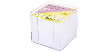 Bloc cube avec boîtier, 90 x 90 mm, transparent/blanc
