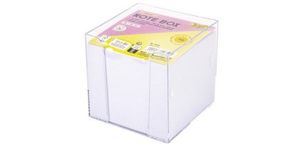 Bloc cube avec boîtier, 90 x 90 mm, transparent/blanc