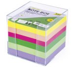 Bloc cube avec boîtier, 90 x 90 mm, transparent/blanc