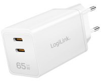 Chargeur secteur USB, 2x USB-C PD, 65 W, blanc