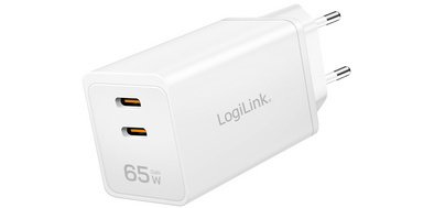 Oplader voor USB, 2x USB-C PD, 65 W, wit