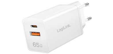 USB Wall Charger, 1x USB-A, 1x USB-C, 65 W