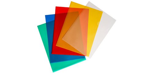 Pochette coin, A4, PP, 0,12 mm, grainé, coloré