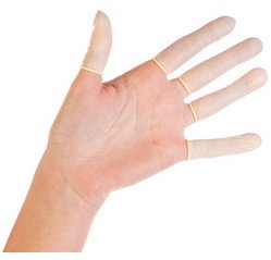 Doigtier en latex, sans poudre, M, blanc