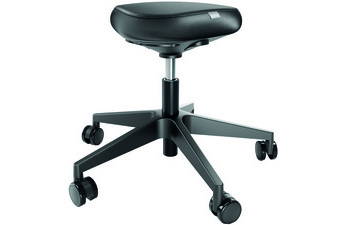 Tabouret Ergo, roulettes et assise confortable, noir