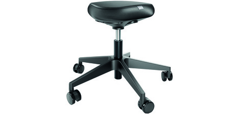 Tabouret Ergo, roulettes et assise confortable, noir