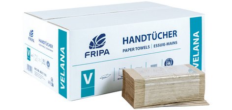 Fripa Essuie-mains VELANA, 250 x 230 mm, pli en V, marron