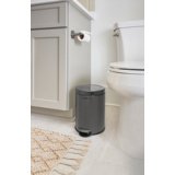 Poubelle à pédale, ronde, 6 litres, gris foncé