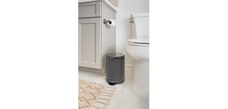 Poubelle à pédale, ronde, 6 litres, gris foncé