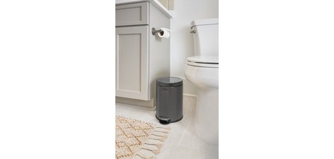 Poubelle à pédale, ronde, 6 litres, gris foncé