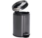 Poubelle à pédale, ronde, 6 litres, gris foncé