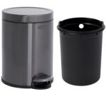 Poubelle à pédale, ronde, 6 litres, gris foncé