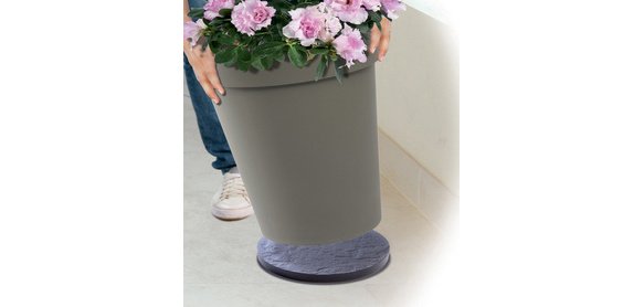 Support à roulettes pour pot, 6 roulettes, aspect pierre