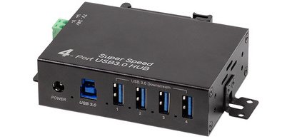 Hub industriel USB 3.0, 4 ports, noir