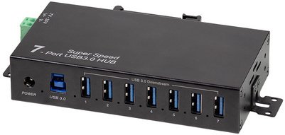 Industrial USB 3.0 Hub, 7 ports, black