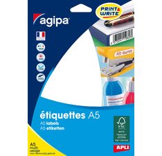 Etiquette universelle, 19 x 38 mm, blanc