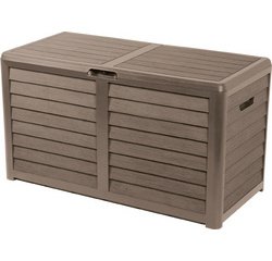 Coffre de jardin BAYA, 420 L, aspect bois, marron