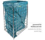 Corbeille à déchets, maille en métal, 60 L, inox