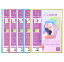 Protège-documents en polypropylène Kreacover Pastel 100 vues - A4 - Couleurs assorties