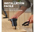 Prise de courant encastrée 60-80 mm pour plateau de bureau et table Power Spot, 1 x prise, 1 x USB-A 18W, 1 x USB-C 30 W+ couvercle coulissant