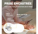Prise de courant encastrée 60-80 mm pour plateau de bureau et table Power Spot, 1 x prise, 1 x USB-A 18W, 1 x USB-C 30 W+ couvercle coulissant