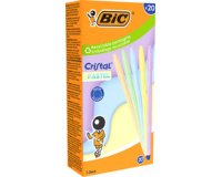 BIC Stylo à bille Cristal Pastel, trait bleu, 20 pièces