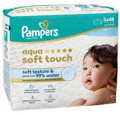 Lingette humide aqua soft touch, pack de 3