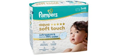 Lingette humide aqua soft touch, pack de 3