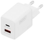 Chargeur secteur USB GaN, USB-C/USB-A, 45 W, blanc