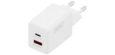 Chargeur secteur USB GaN, USB-C/USB-A, 45 W, blanc