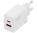 Chargeur secteur USB GaN, USB-C/USB-A, 30 W, blanc