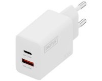 Chargeur secteur USB GaN, USB-C/USB-A, 30 W, blanc