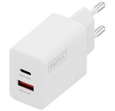 Chargeur secteur USB GaN, USB-C/USB-A, 30 W, blanc