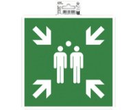 Panneau PVC adhésif Point de rassemblement 20x20 cm - Vert