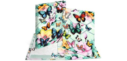 Chemise à élastique 'Papillons', carton, A4