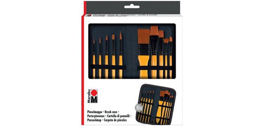 Trousse de pinceaux, avec 10 pinceaux pour acrylique