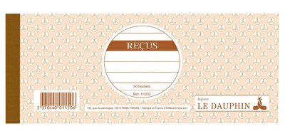 LE DAUPHIN Carnet à souche 'Reçus', 89 x 210 mm