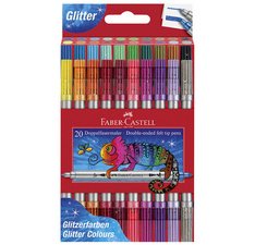 FABER-CASTELL Double-Ended Glitter Marker, box of 20