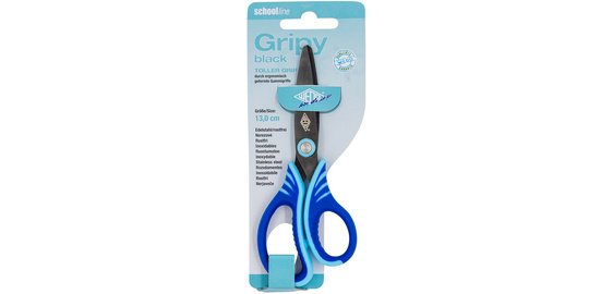 Gripy black craft scissors, pointed, 130 mm