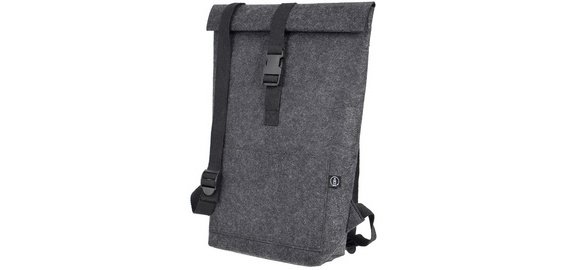 Sac à dos rolltop pour laptop, feutre RPET, gris foncé