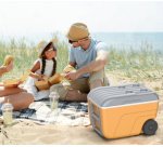 Glacière NOMADE, 52 litres, mobile, curcuma/gris