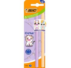 BIC Stylo à bille Cristal Pastel Figurines, lilas & rouge