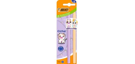 BIC Cristal Balpen Pastel figuurtjes, lila & rood