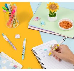 BIC balpen inklikbaar 4 Colours Kawaii, blister van 3 stuks