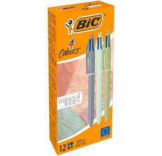 BIC 4 Colours Mineral Tones Ballpoint Pen, box of 12