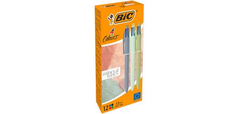 BIC Stylo à bille 4 Colours Mineral Tones, boîte de 12