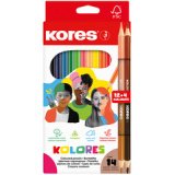 Crayon de couleur 'KOLORES', étui de 12 + 2x Duo