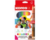 Crayon de couleur 'KOLORES', étui de 12 + 2x Duo