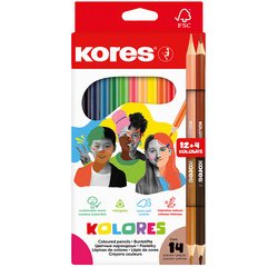 Crayon de couleur 'KOLORES', étui de 12 + 2x Duo